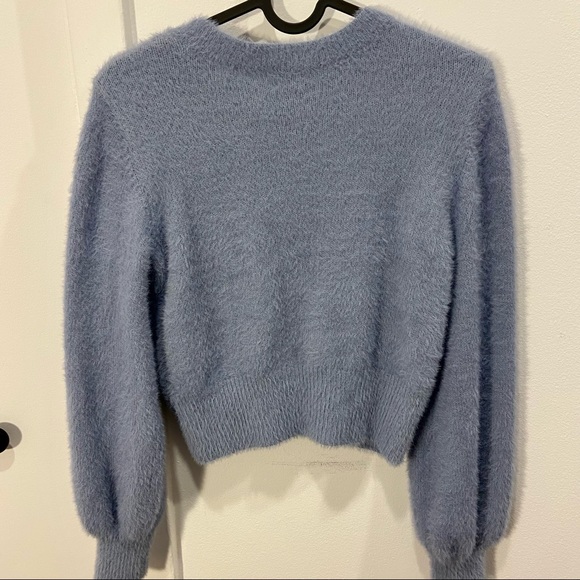 Aritzia Fuzzy Kitten Sweater in PALE BLUE ! - Picture 7 of 11